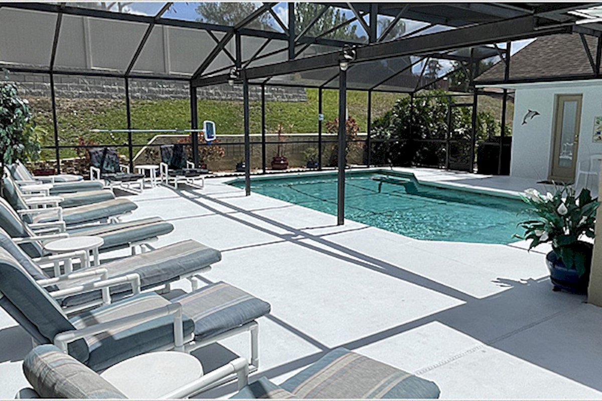 Lots of sun beds, chairs and tables