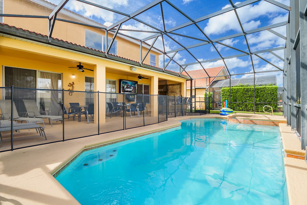 Pool Area with Safety Fence and Gate