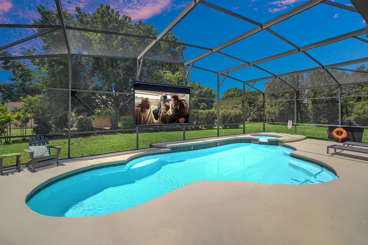 South Facing Pool With 120" Poolside Theater 